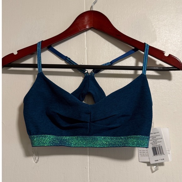 Beyond Yoga Other - Beyond Yoga $72 NWT Womens Teal Blue Heather Metallic Green Sparkle Bra XS